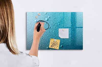 Decoratief glazen wandbord beschrijfbaar en magnetisch Blauw bord met magneten en foto's