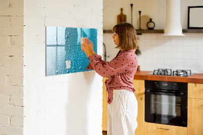 Decoratief glazen wandbord beschrijfbaar en magnetisch Blauw bord met magneten en foto's