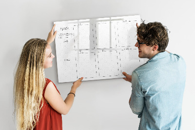 Memobord van glas met print inclusief neodymium magneten Maandplanner met ruimte voor foto's
