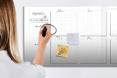 Memobord van glas met print inclusief neodymium magneten Maandplanner met ruimte voor foto's
