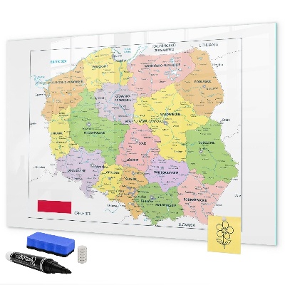 Decoratief glazen wandbord beschrijfbaar en magnetisch Interactieve kaart met herdenkingsplaatsen