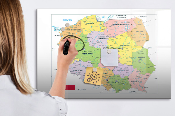 Decoratief glazen wandbord beschrijfbaar en magnetisch Interactieve kaart met herdenkingsplaatsen