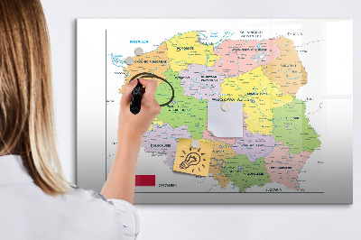 Decoratief glazen wandbord beschrijfbaar en magnetisch Interactieve kaart met herdenkingsplaatsen