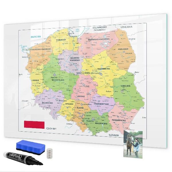Decoratief glazen wandbord beschrijfbaar en magnetisch Interactieve kaart met herdenkingsplaatsen