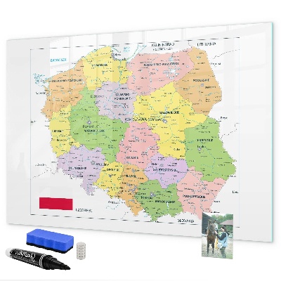 Decoratief glazen wandbord beschrijfbaar en magnetisch Interactieve kaart met herdenkingsplaatsen