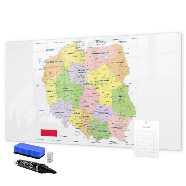 Decoratief glazen wandbord beschrijfbaar en magnetisch Interactieve kaart met herdenkingsplaatsen