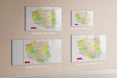 Decoratief glazen wandbord beschrijfbaar en magnetisch Interactieve kaart met herdenkingsplaatsen