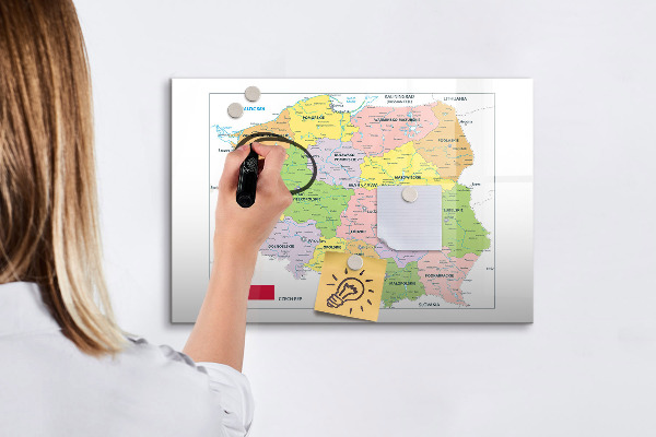 Decoratief glazen wandbord beschrijfbaar en magnetisch Interactieve kaart met herdenkingsplaatsen