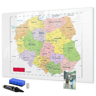 Decoratief glazen wandbord beschrijfbaar en magnetisch Interactieve kaart met herdenkingsplaatsen