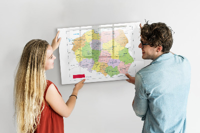 Decoratief glazen wandbord beschrijfbaar en magnetisch Interactieve kaart met herdenkingsplaatsen