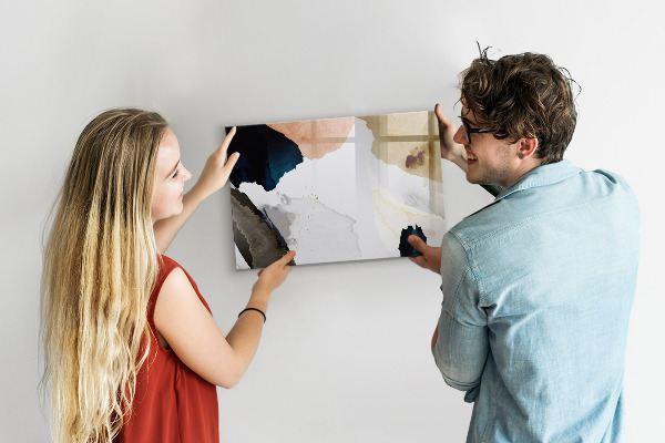 Memobord van glas met print inclusief neodymium magneten Een creatieve ruimte voor het presenteren van foto's