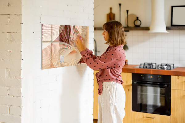 Decoratief glazen wandbord beschrijfbaar en magnetisch Modern fotodisplaybord
