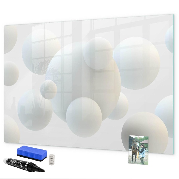 Decoratief glazen wandbord beschrijfbaar en magnetisch Ruimte voor herinneringen en notities
