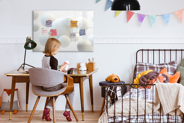 Decoratief glazen wandbord beschrijfbaar en magnetisch Ruimte voor herinneringen en notities