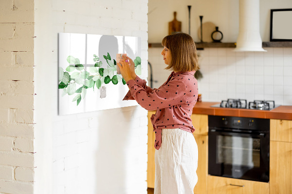 Decoratief glazen wandbord beschrijfbaar en magnetisch Groen bord voor foto's en notities
