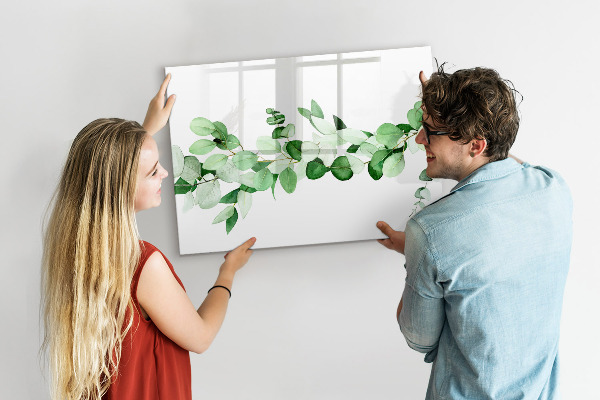 Decoratief glazen wandbord beschrijfbaar en magnetisch Groen bord voor foto's en notities