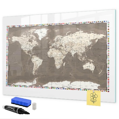 Memobord van glas met print inclusief neodymium magneten Interactieve kaart voor herinneringen en notities