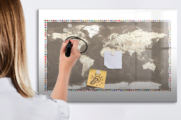 Memobord van glas met print inclusief neodymium magneten Interactieve kaart voor herinneringen en notities