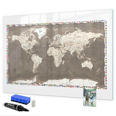 Memobord van glas met print inclusief neodymium magneten Interactieve kaart voor herinneringen en notities