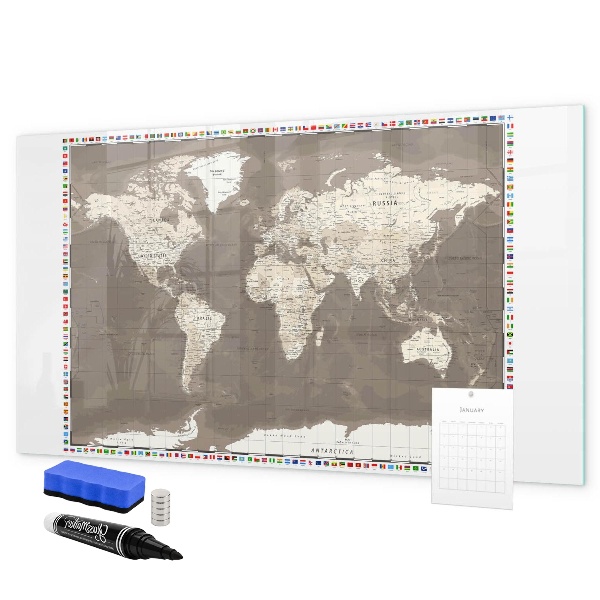 Memobord van glas met print inclusief neodymium magneten Interactieve kaart voor herinneringen en notities