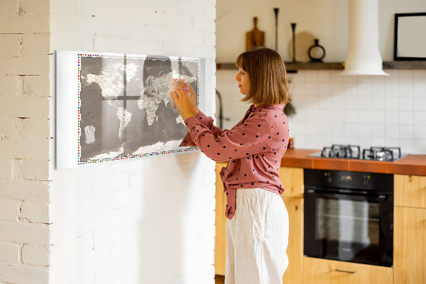 Memobord van glas met print inclusief neodymium magneten Interactieve kaart voor herinneringen en notities