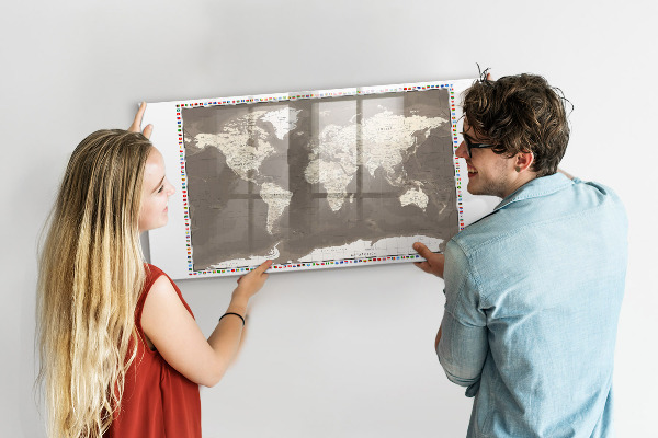 Memobord van glas met print inclusief neodymium magneten Interactieve kaart voor herinneringen en notities