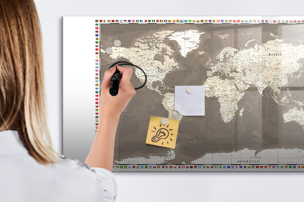 Memobord van glas met print inclusief neodymium magneten Interactieve kaart voor herinneringen en notities