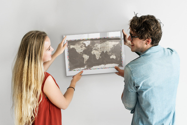 Memobord van glas met print inclusief neodymium magneten Interactieve kaart voor herinneringen en notities