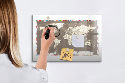 Memobord van glas met print inclusief neodymium magneten Interactieve kaart voor herinneringen en notities