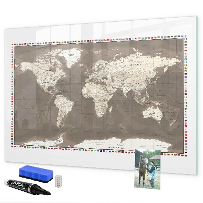 Memobord van glas met print inclusief neodymium magneten Interactieve kaart voor herinneringen en notities