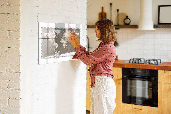 Memobord van glas met print inclusief neodymium magneten Interactieve kaart voor herinneringen en notities