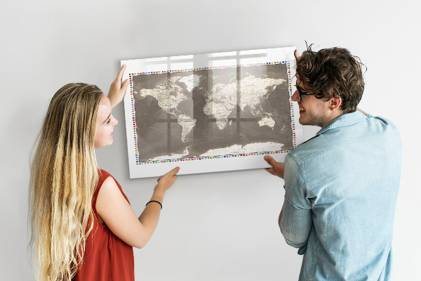 Memobord van glas met print inclusief neodymium magneten Interactieve kaart voor herinneringen en notities