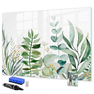 Memobord van glas met print inclusief neodymium magneten Groen bord voor notities en foto's