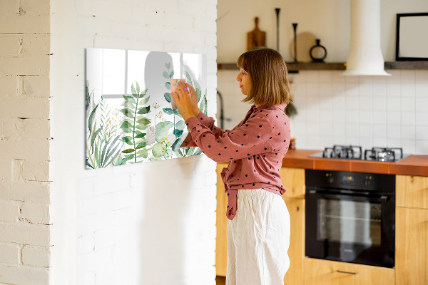 Memobord van glas met print inclusief neodymium magneten Groen bord voor notities en foto's