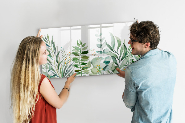 Memobord van glas met print inclusief neodymium magneten Groen bord voor notities en foto's