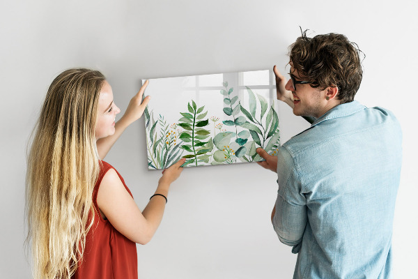 Memobord van glas met print inclusief neodymium magneten Groen bord voor notities en foto's