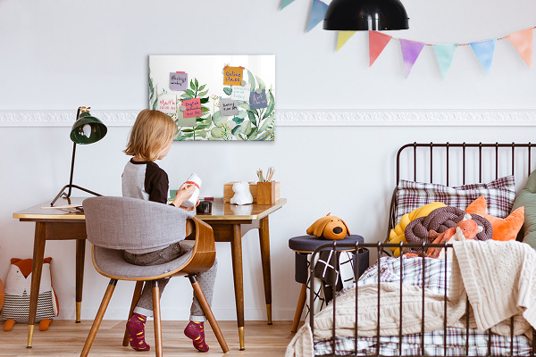 Memobord van glas met print inclusief neodymium magneten Groen bord voor notities en foto's