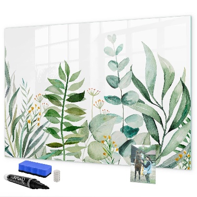 Memobord van glas met print inclusief neodymium magneten Groen bord voor notities en foto's