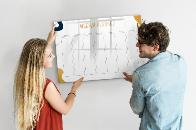 Memobord van glas met print inclusief neodymium magneten Weekplanner met ruimte voor foto's