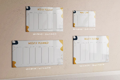 Memobord van glas met print inclusief neodymium magneten Weekplanner met ruimte voor foto's