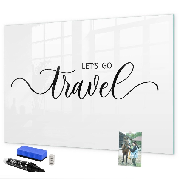 Memobord van glas met print inclusief neodymium magneten Reissouvenirs en herinneringen