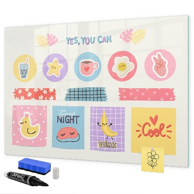 Decoratief glazen wandbord beschrijfbaar en magnetisch Een motiverend prikbord vol inspiratie.