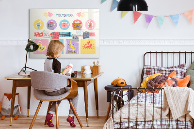 Decoratief glazen wandbord beschrijfbaar en magnetisch Een motiverend prikbord vol inspiratie.