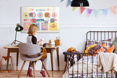 Decoratief glazen wandbord beschrijfbaar en magnetisch Een motiverend prikbord vol inspiratie.