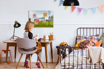 Decoratief glazen wandbord beschrijfbaar en magnetisch Een creatieve ruimte om je herinneringen tentoon te stellen.