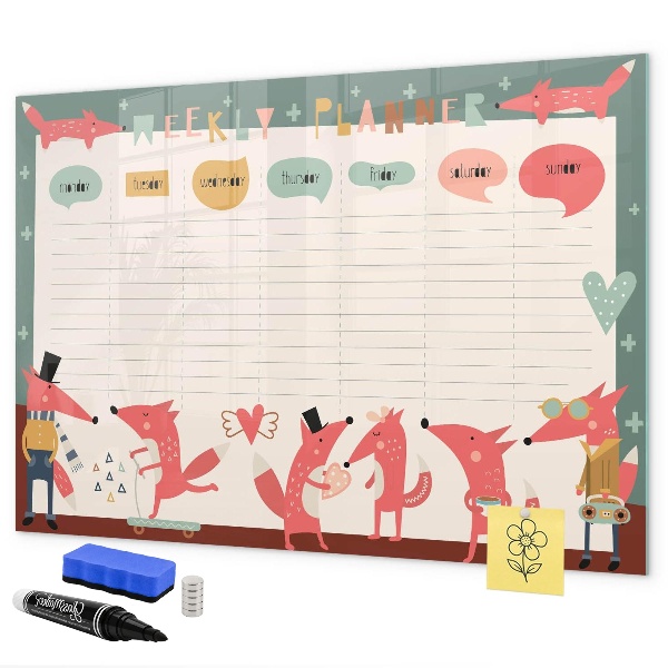 Weekplanner met kleurrijke illustraties