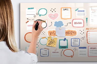 Decoratief glazen wandbord beschrijfbaar en magnetisch Creatieve inspiratie en doelenbord