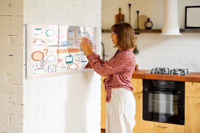 Decoratief glazen wandbord beschrijfbaar en magnetisch Creatieve inspiratie en doelenbord