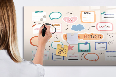 Decoratief glazen wandbord beschrijfbaar en magnetisch Creatieve inspiratie en doelenbord