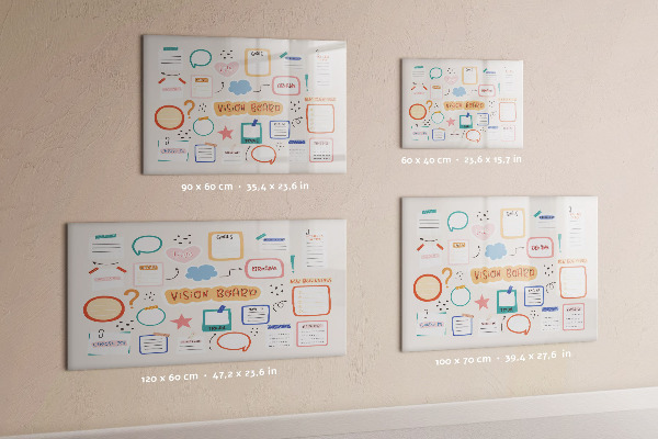 Decoratief glazen wandbord beschrijfbaar en magnetisch Creatieve inspiratie en doelenbord